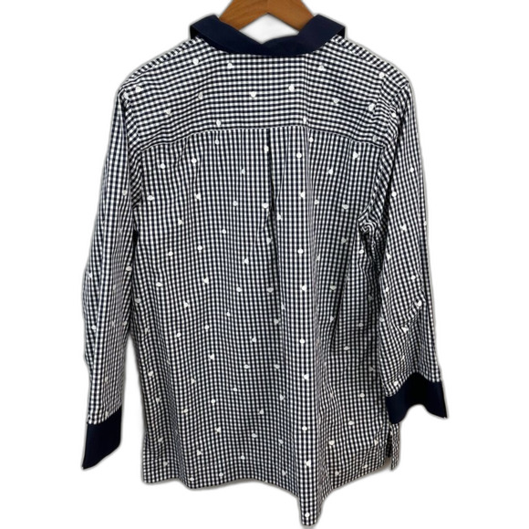 Coldwater Creek Blue White Checkered Picnic Tunic Shirt Size Large - Picture 2 of 14